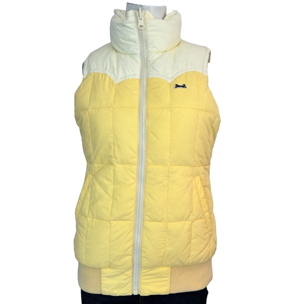 VTG Le Tigre Reversible Goose Down Puff Vest S Yellow Western Yoke Gorpcore Ski